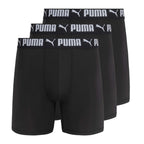 PUMA Men's 3 Pack Athletic Fit Boxer Briefs, Black, Small
