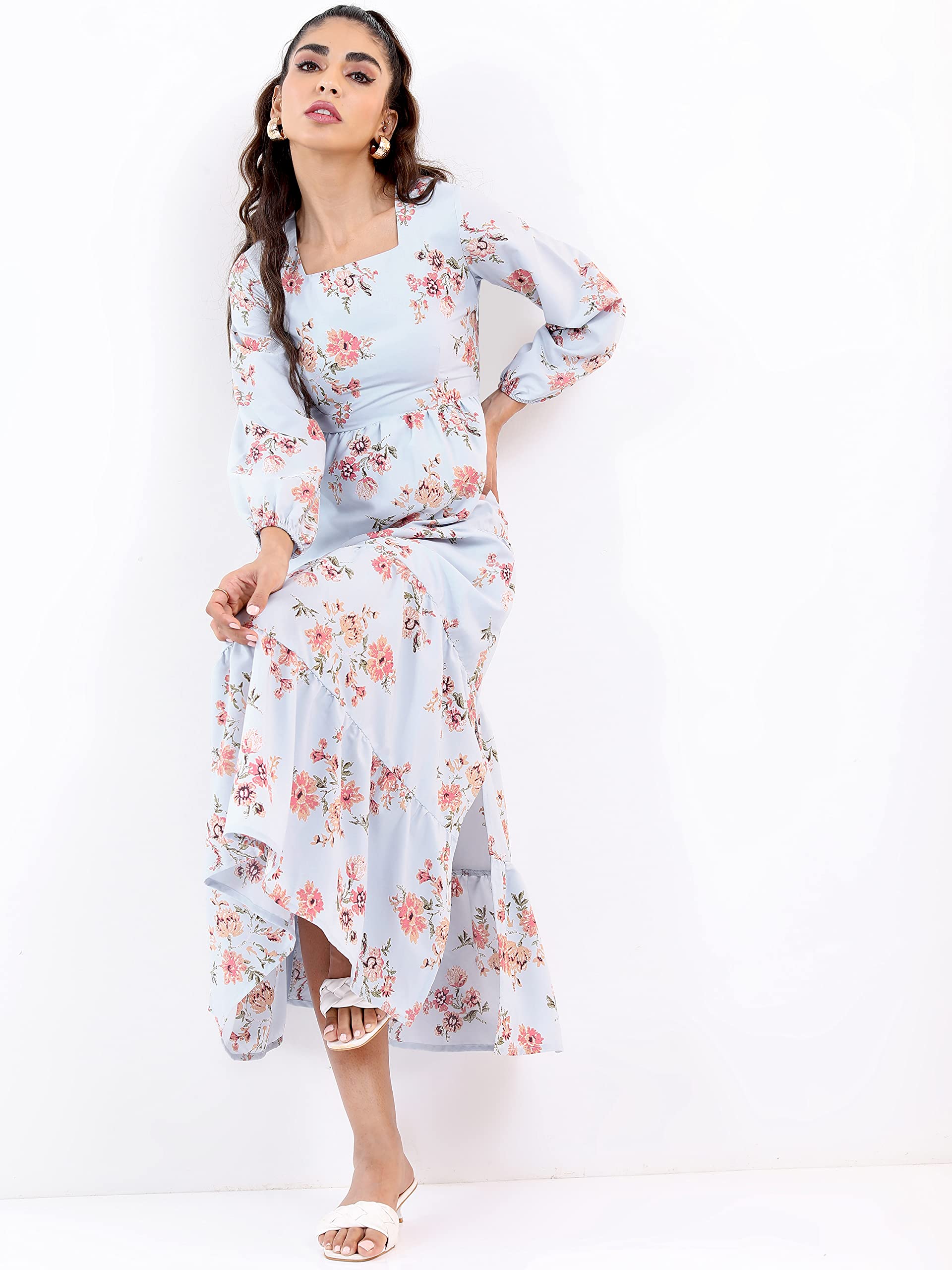 KETCH Womens Long Sleeve Casual FIT Dress (KHJ6000061_Blue_S)