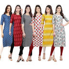 Pinkmint Womens Crepe Digital Print Straight Kurta [Pack of 6] (CKE-353-337-336-342-329-340-S)
