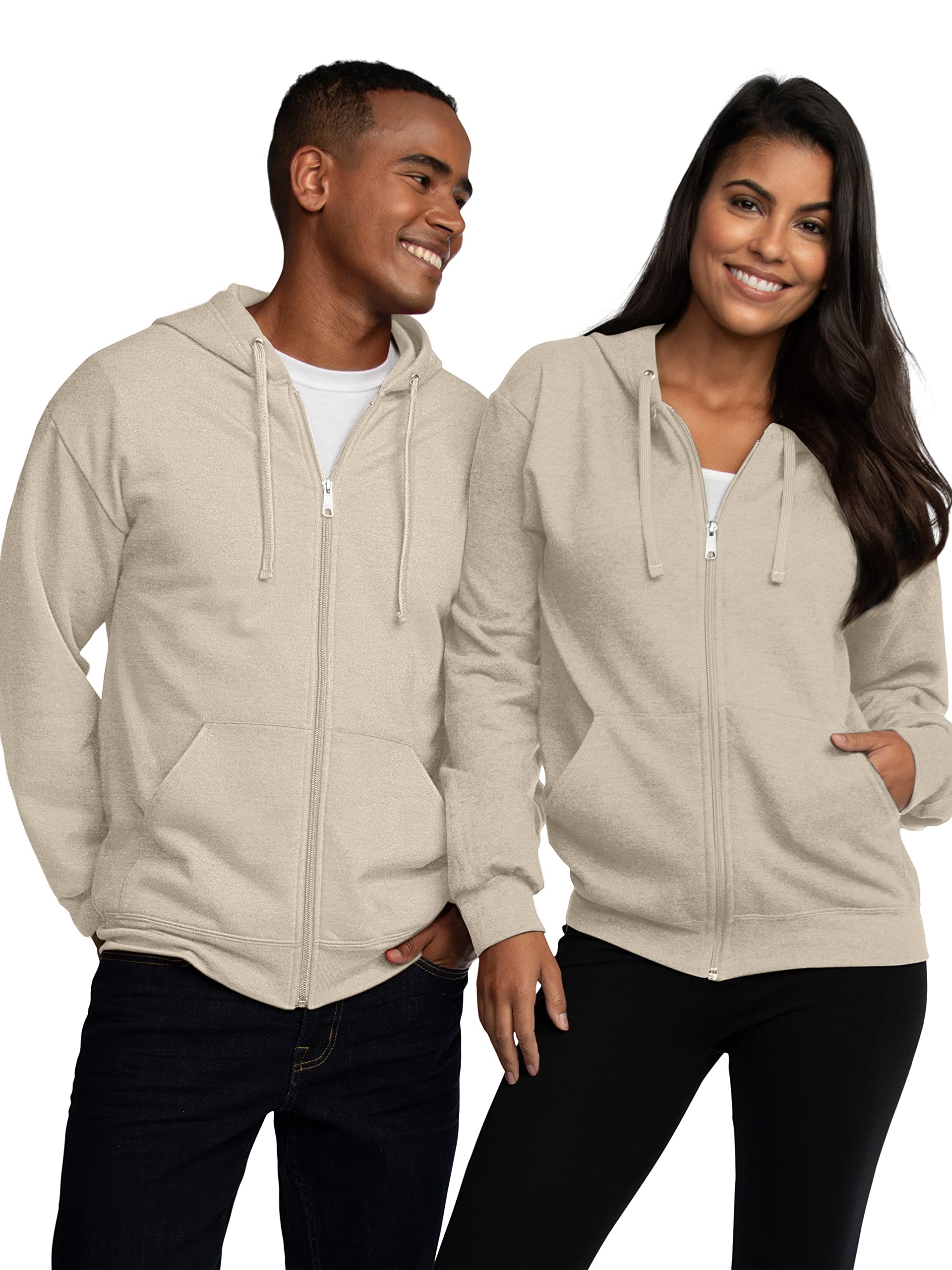 Fruit of the Loom Eversoft Fleece Hoodies, Pullover, Moisture Wicking & Breathable, Sizes S-4x, Khaki Heather Full Zip, 3X-Large