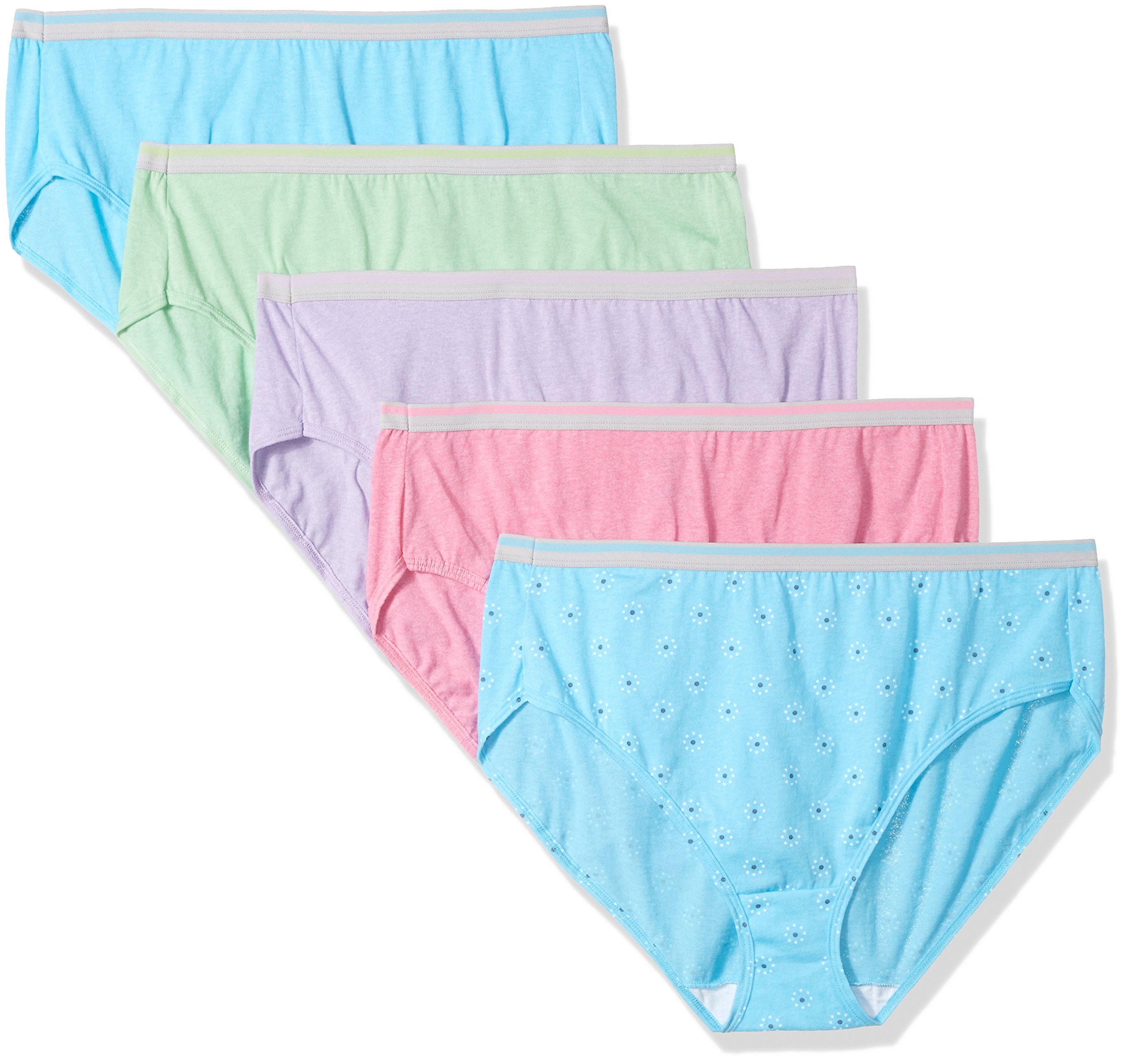 Fruit of the Loom Women's Plus Size Fit for Me 5 Pack Cotton Hi-Cut Panties, Assorted, 10