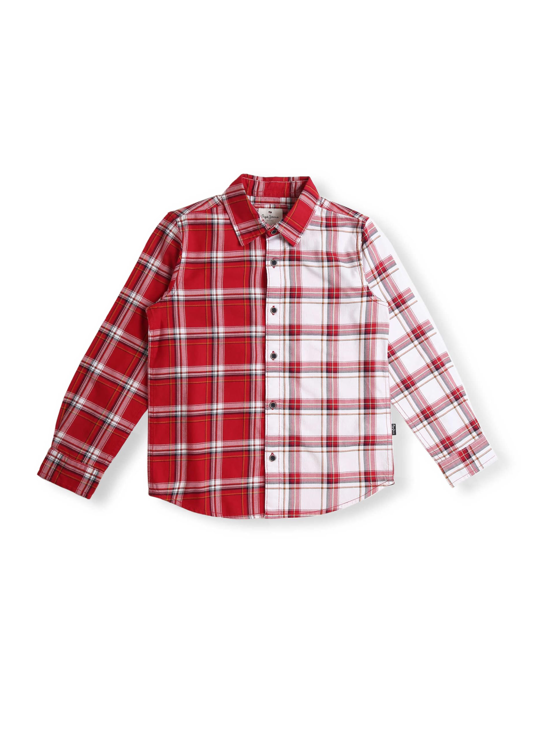 Pepe Jeans Robert Ls Jr Cut & Sew Yarn Dyed Checks Shirt, Red, 6