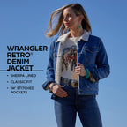 Wrangler Women's Retro Sherpa Lined Jacket, Bleach Denim, Medium
