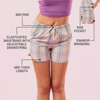 Enamor Womens Boxer Shorts (E7A1_Light Blue Checks