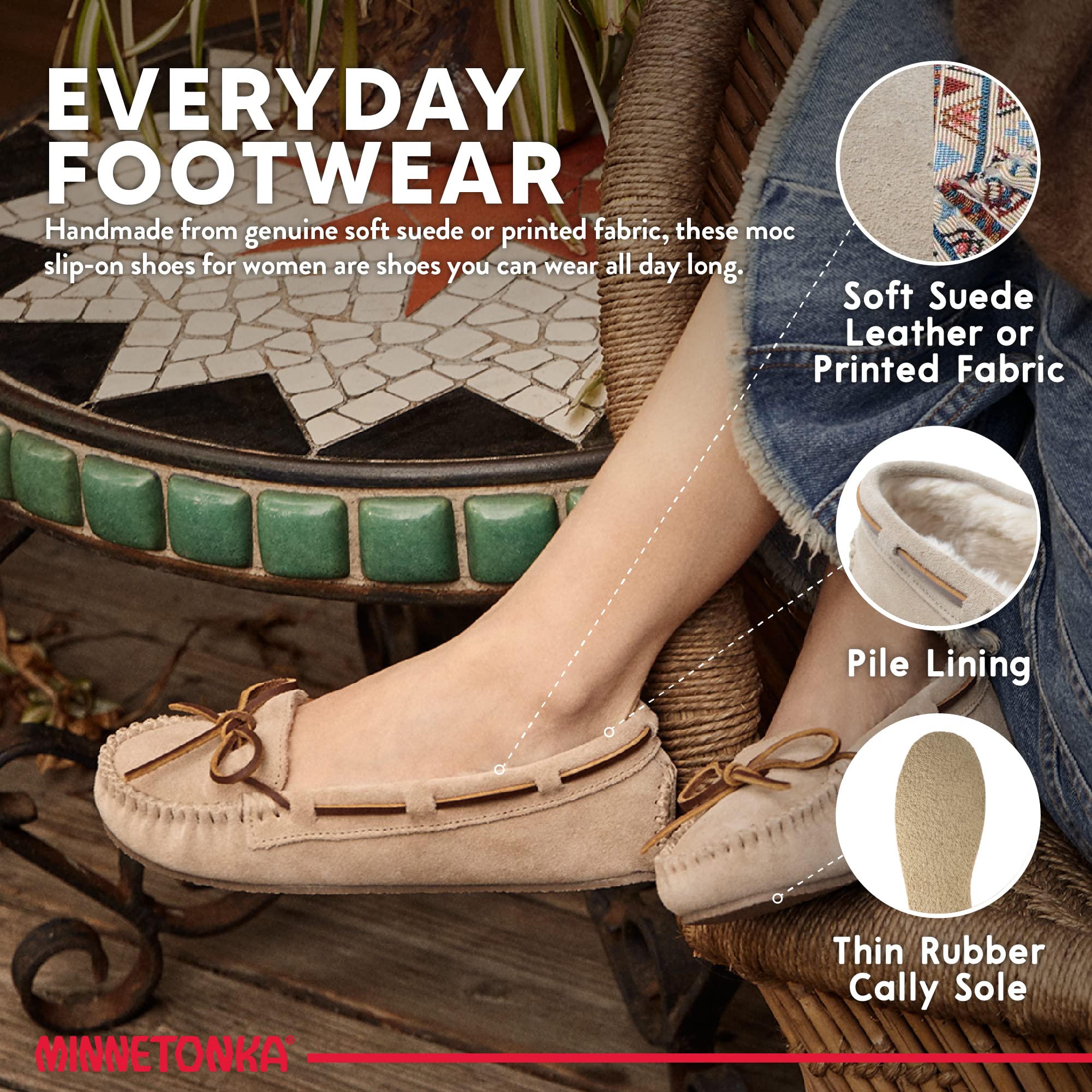 Minnetonka Womens Cally Moccasin Slipper Stone Size 7