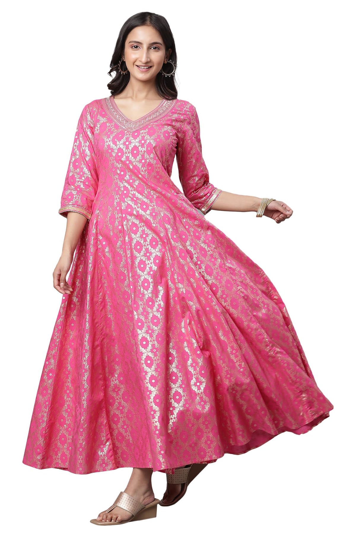 Aurelia WomenS Cotton Fit And Flare Ankle Length Dress (23Aua14683-507524_Cabaret