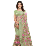 VAIRAGEE Women Soft Net Olive Green Embroidery Saree 6079_6