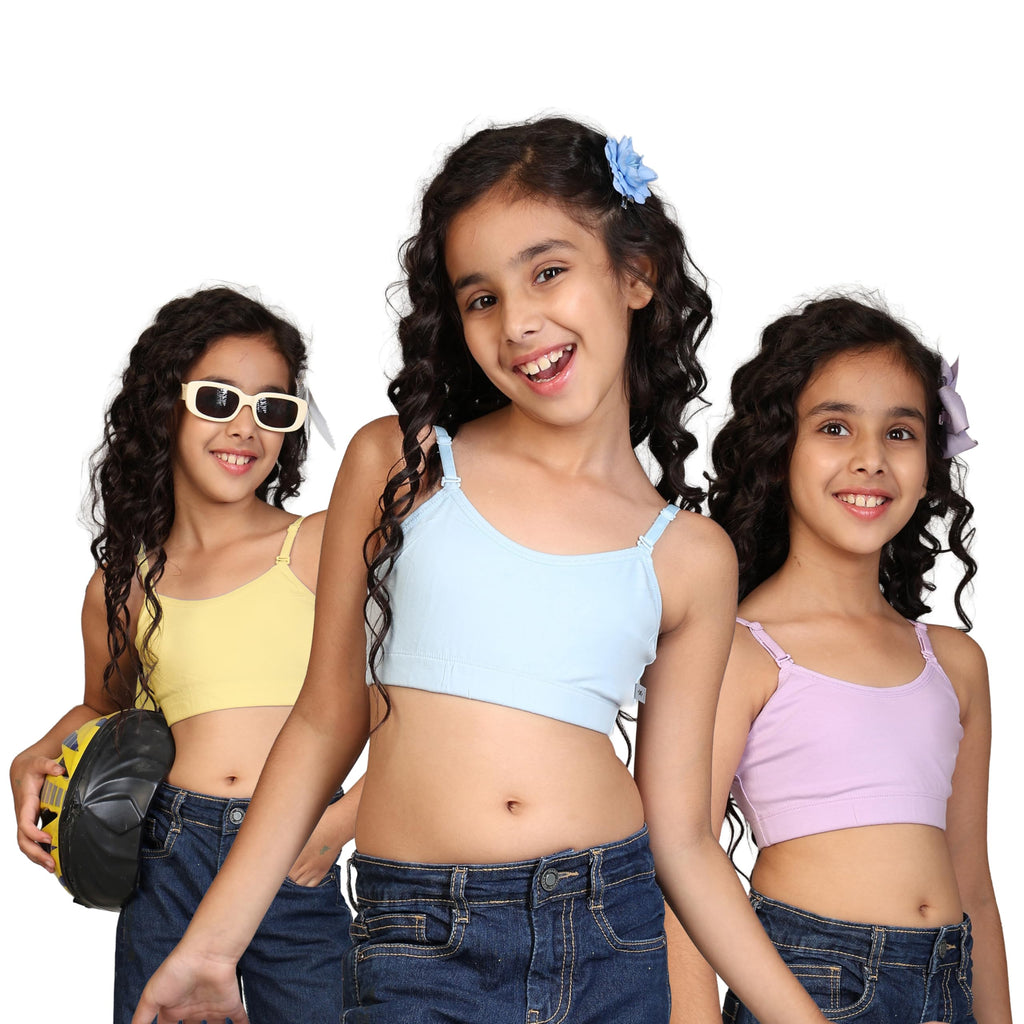 Kyda Kids Girls Antibacterial Cotton Solid Non Padded, Beginners Bra For Girls