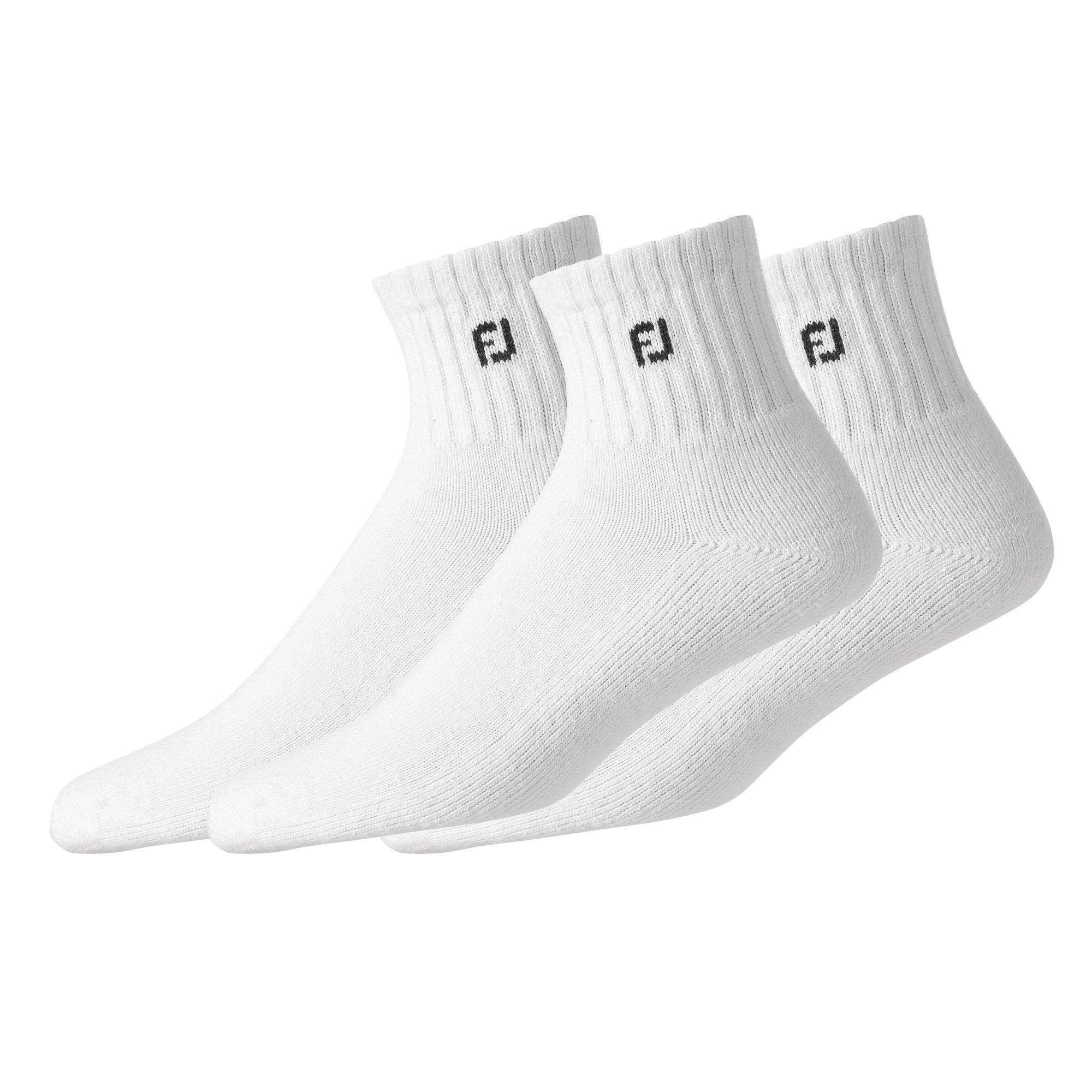 FootJoy Mens 15214D Socks, White, Shoe Size 7-12 US