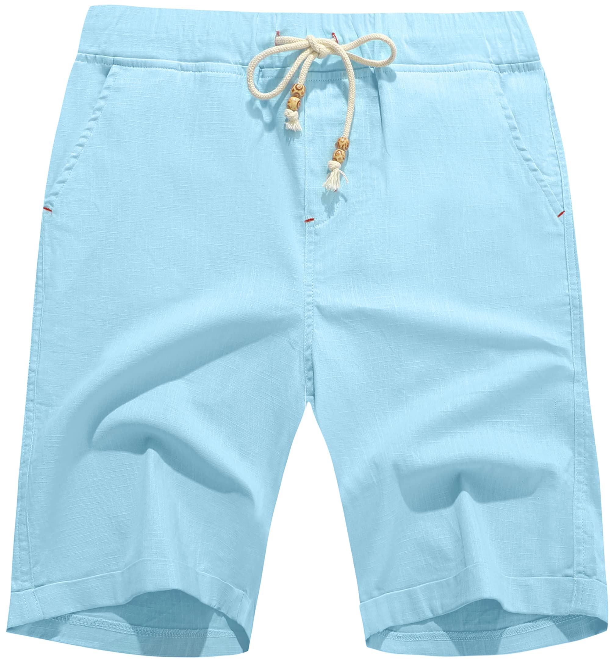 Boisouey Men's Linen Casual Classic Fit Short (Sky Blue, 3XL)