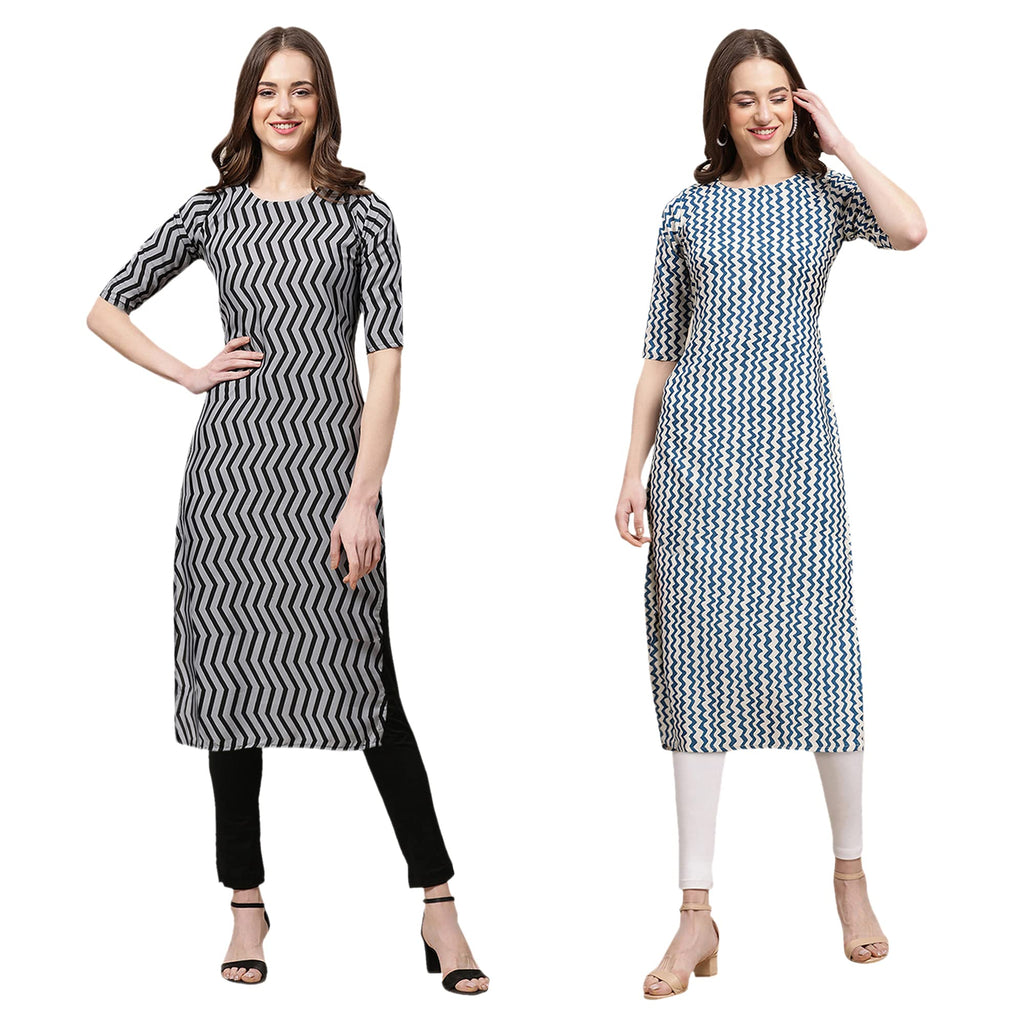 Pinkmint Womens Crepe Digital Print Straight Kurta(Pack of 2)[QL-336-331-XXL]