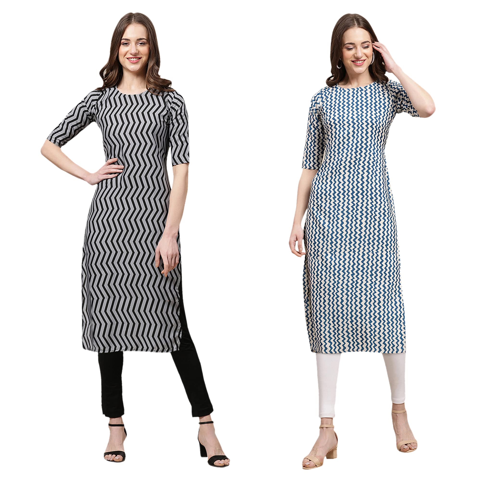 Pinkmint Womens Crepe Digital Print Straight Kurta(Pack of 2)[QL-336-331-XXL]