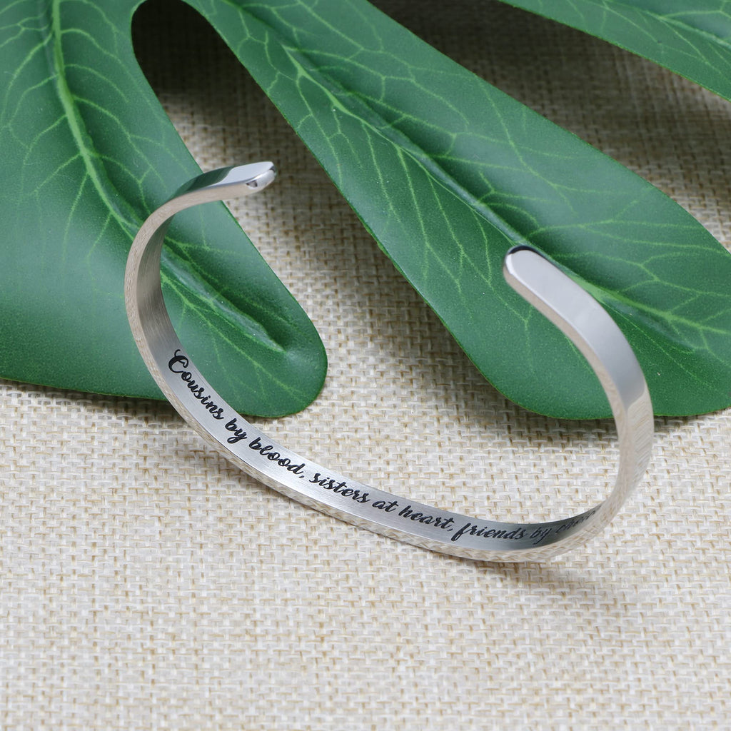 JoycuFF Birthday Gifts for Cousin from Auntie Bracelets for Cousin Gifts for Women Inspirational Stainless Steel Friends Sisters