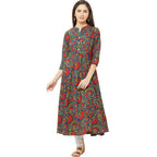 Gosriki WomenS Blue Color Printed Anarkali Cotton Blend Kurti(Radi4084-Blue-Xl)