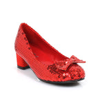 Ellie Shoes 1 Heel Sequined Slipper Shoe Children's. M RED