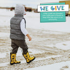 Lone Cone Rain Boots with Easy-On Handles in Fun Patterns for Toddlers and Kids, Construction Zone, 13 Little Kid