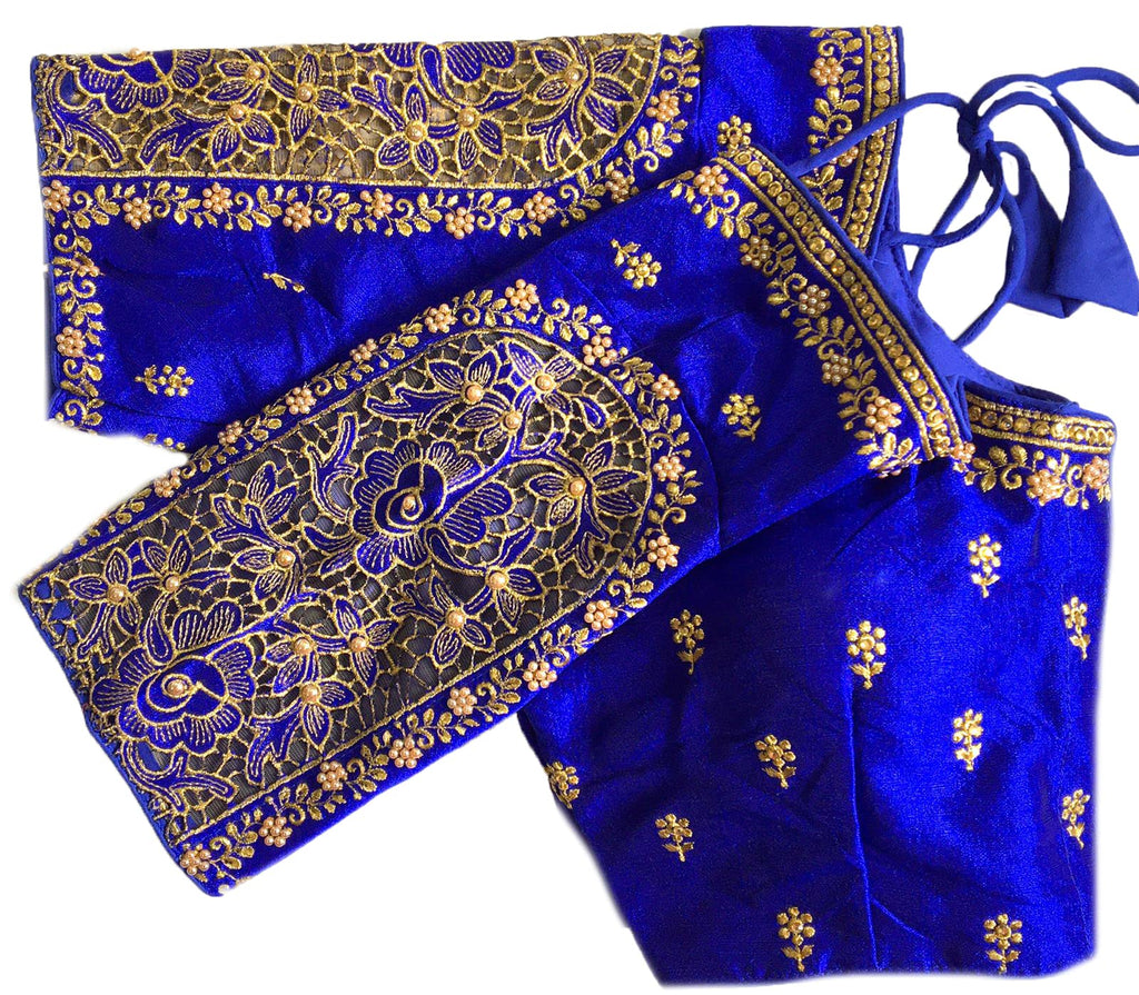 Vihu Fashion WomenS Flower Embroidery Sleeves Cut Work Readymade Saree Blouse