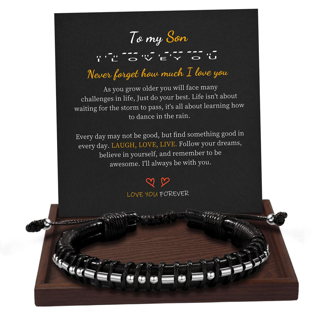 Btysun Valentines Gifts for Teens, Stocking Stuffers for Teens Gifts for Son Mens Bracelets Morse Code Bracelet I Love You Gifts