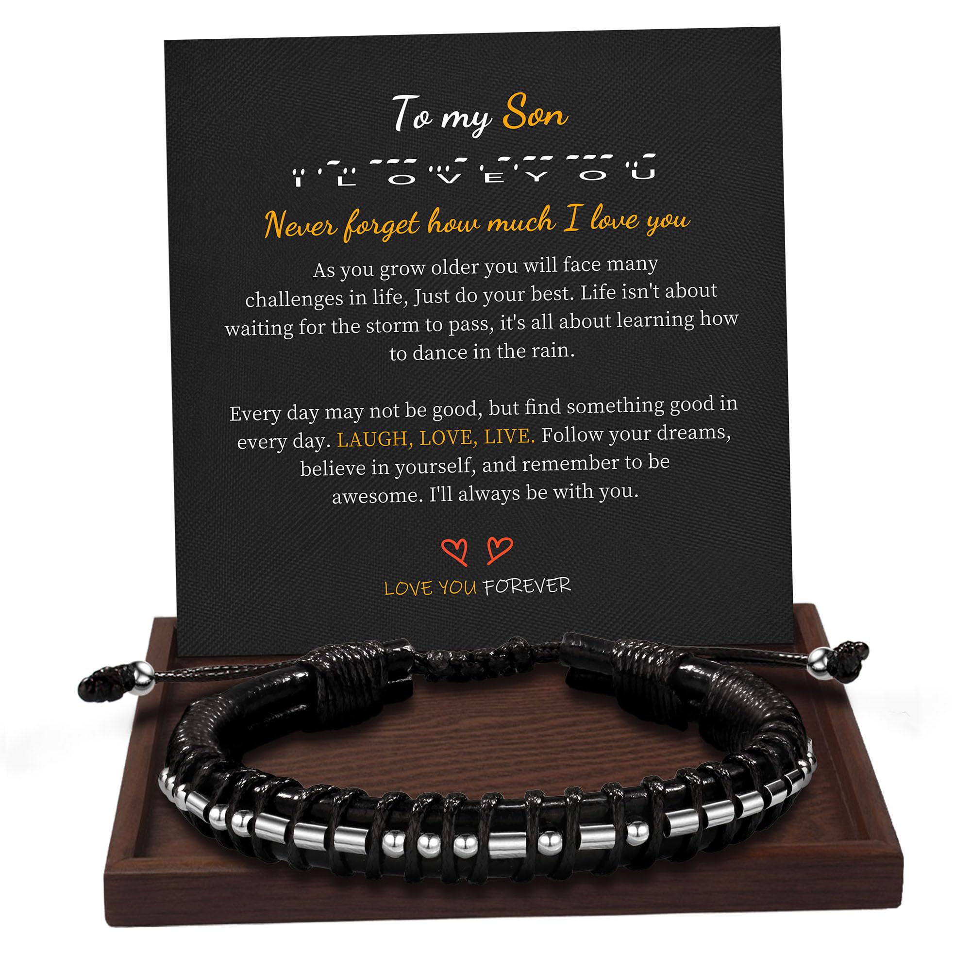 Btysun Valentines Gifts for Teens, Stocking Stuffers for Teens Gifts for Son Mens Bracelets Morse Code Bracelet I Love You Gifts
