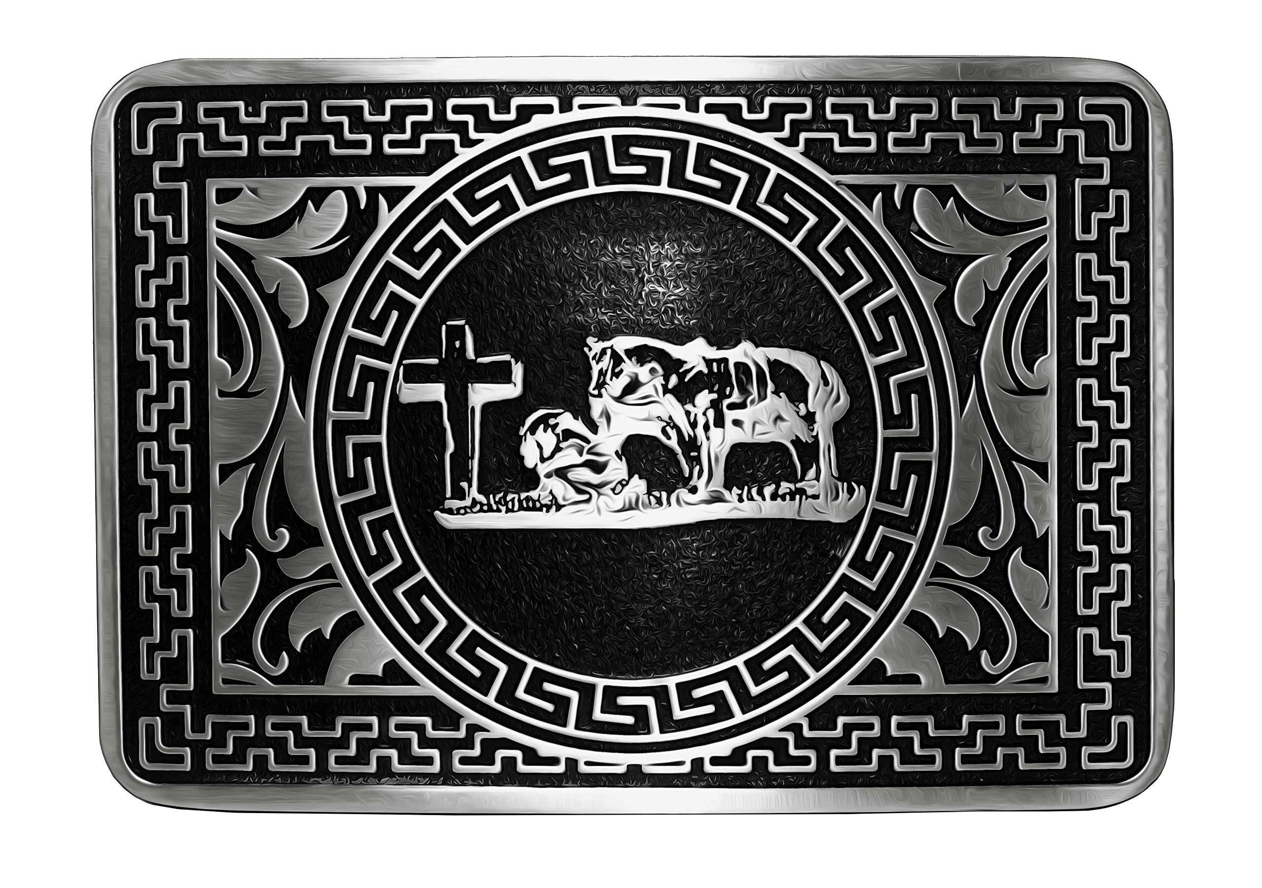 Moranse Religion Cross Cowboy Kneeling Prayer And Horse Design Belt Buckles (Asian Style Kneeling Prayer)