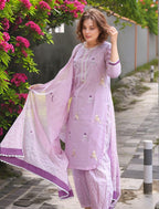 ANNI DESIGNER Women s Rayon Blend Kurta with Trousers and Dupatta, purple, 50