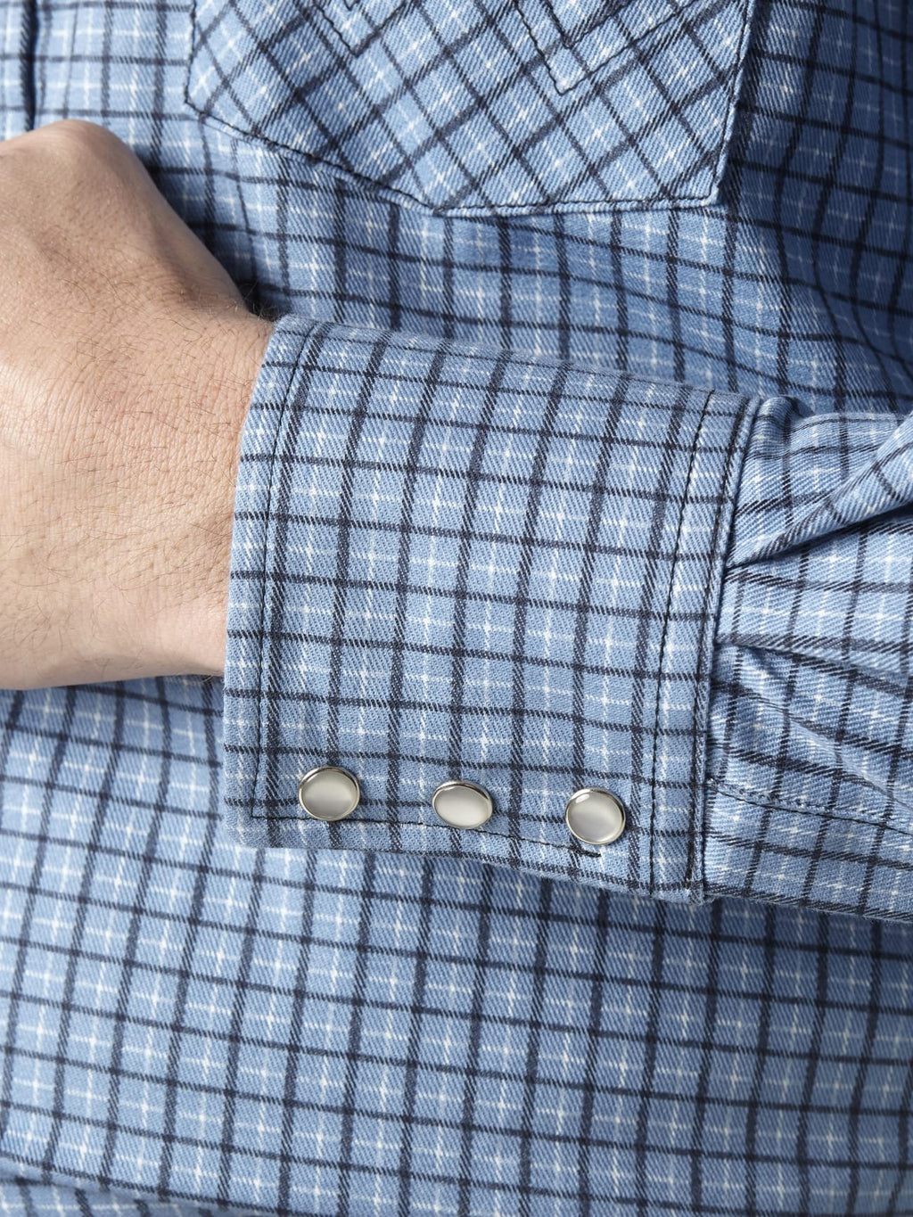 Wrangler Riggs Workwear mens Fr Flame Resistant Western Long Sleeve Two Pocket Snap Work Utility Button Down Shirt, Blue Plaid,