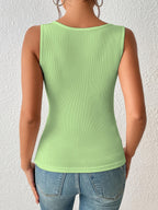 Sugathari Womens Green Cut Out Asymmetrical Neck Rib Knit Jeans Korean Trendy Tank Western Tops for Women Stylish (T-Shirt 182