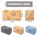 Photect 3 Pcs Corduroy Cosmetic Bag Smile Face Aesthetic Preppy Makeup Bag Corduroy Toiletry Aesthetic Pouch Travel Smile Bags