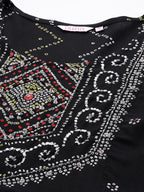 Ishin Women'S Viscose Rayon Ethnic Motifs Off White Beads And Stones A-Line Kurta