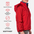 SCOTTeVEST Pack Windbreaker Jacket for Men - 19 Hidden Pockets - Lightweight Water Repellent Coat for Travel & More (Black, Larg