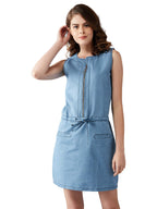 Dolce Crudo Women'S Light Blue Solid Denim Dress(Doaw18Den04-25-158-06,Light Blue,X-Large)