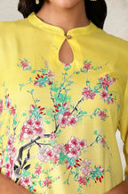 Aurelia Yellow Floral Printed Printed Regular Kurta For Women
