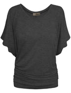 Hybrid & Company Womens Boat Neck Dolman Top Shirt KT44130 Charcoal Large