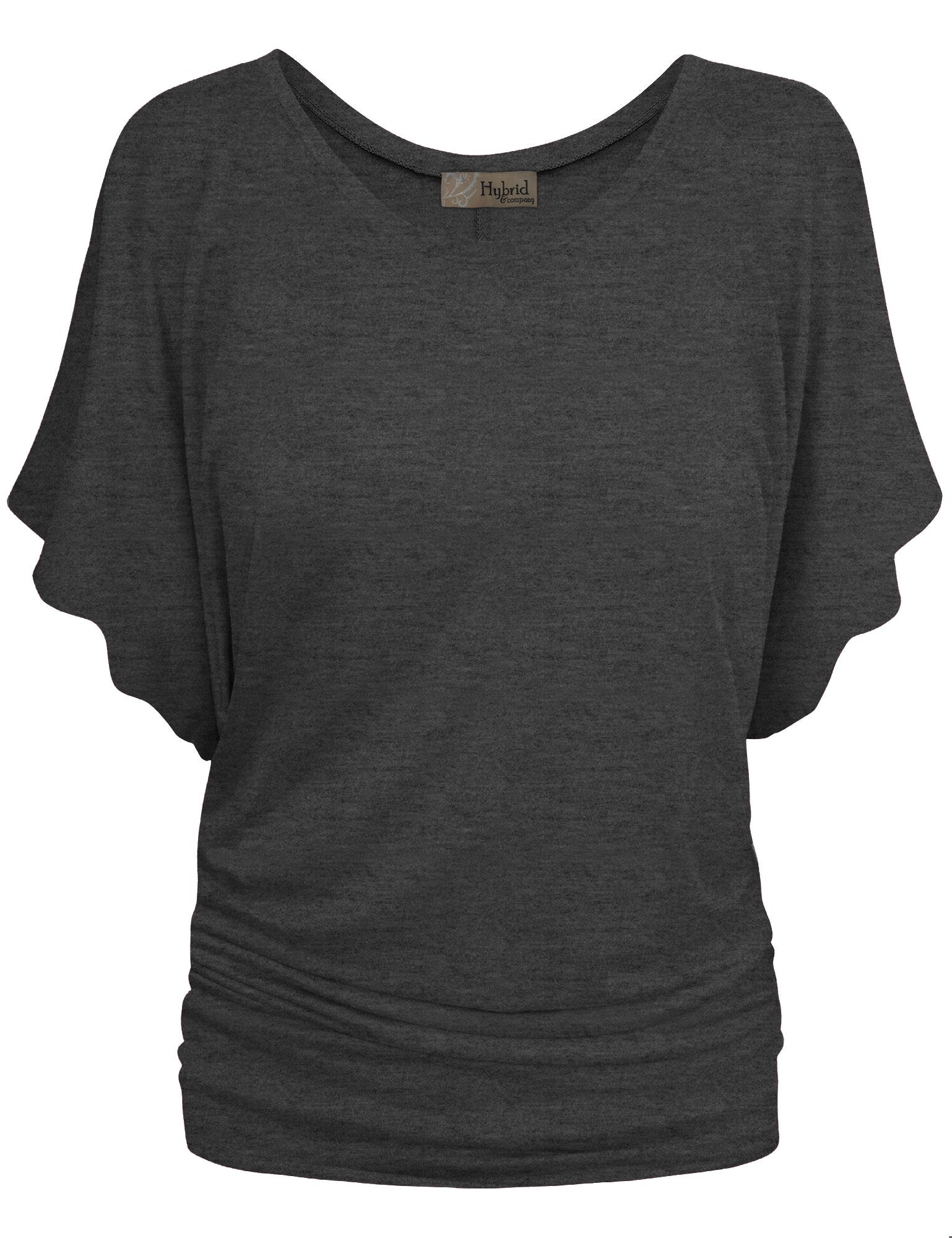 Hybrid & Company Womens Boat Neck Dolman Top Shirt KT44130 Charcoal Large