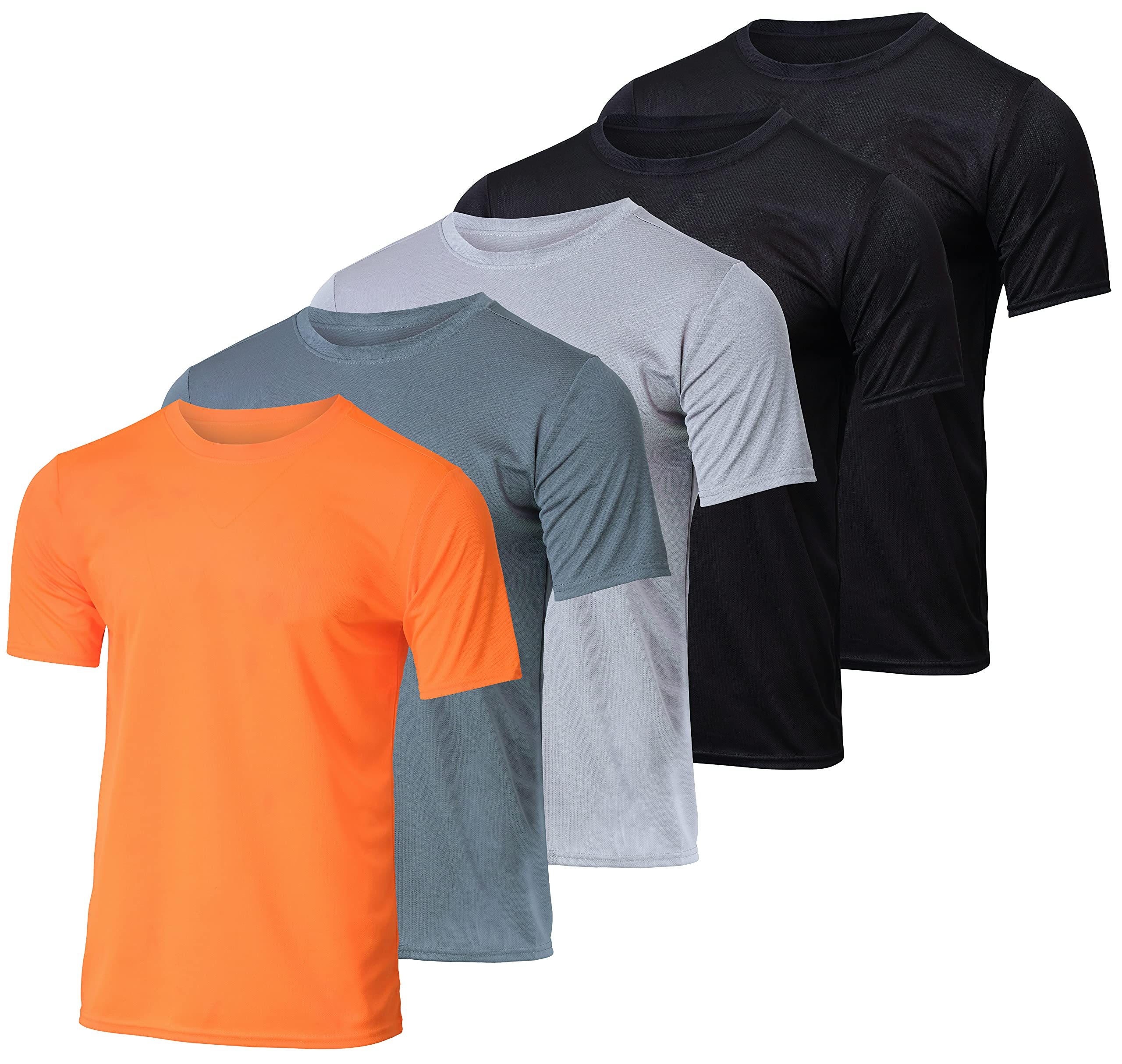 5 Pack:MenAs Mesh Active Wear T-Shirt Essentials Performance Workout gym Training Quick Dry Fit Dri Tech Breathable Short Sleeve