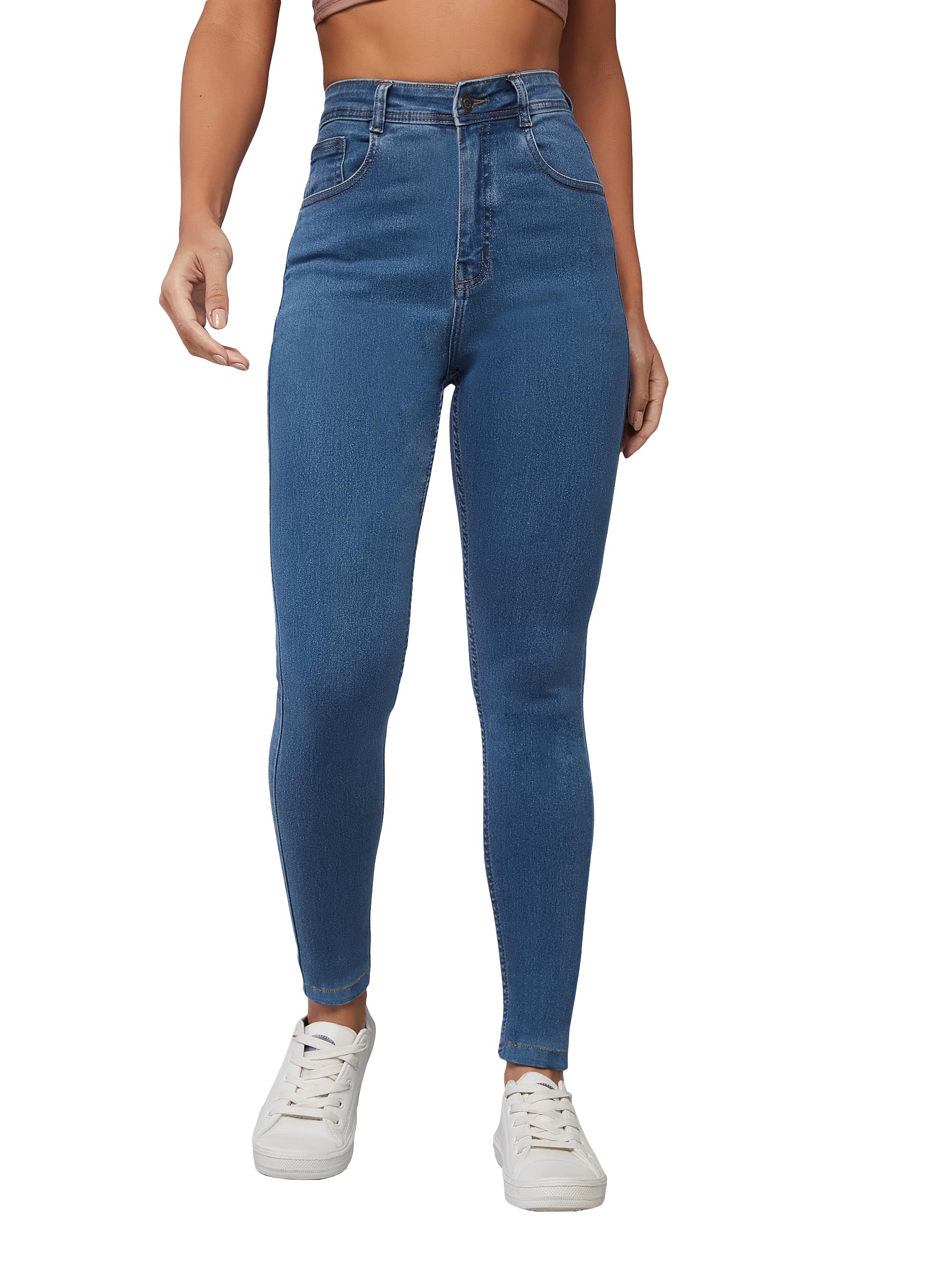 Miss Chase Womens Skinny Fit High/Mid Rise Regular Length Stretchable Denim Jeans (MCSS21DEN99-38-54-34, Sky Blue, 34)