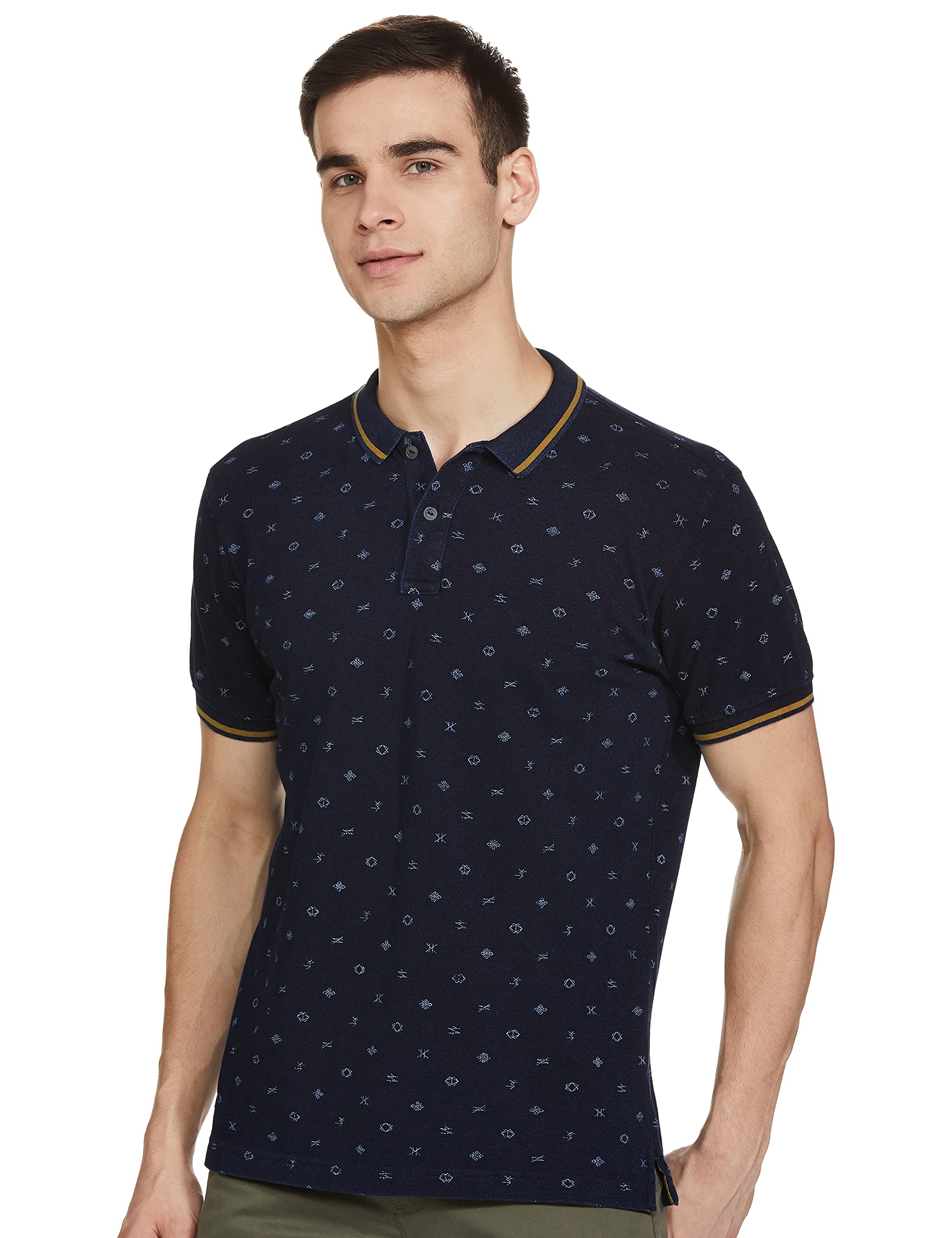 Pepe Jeans MenS Printed Regular Fit Polo (Pm541289_Indigo Small)