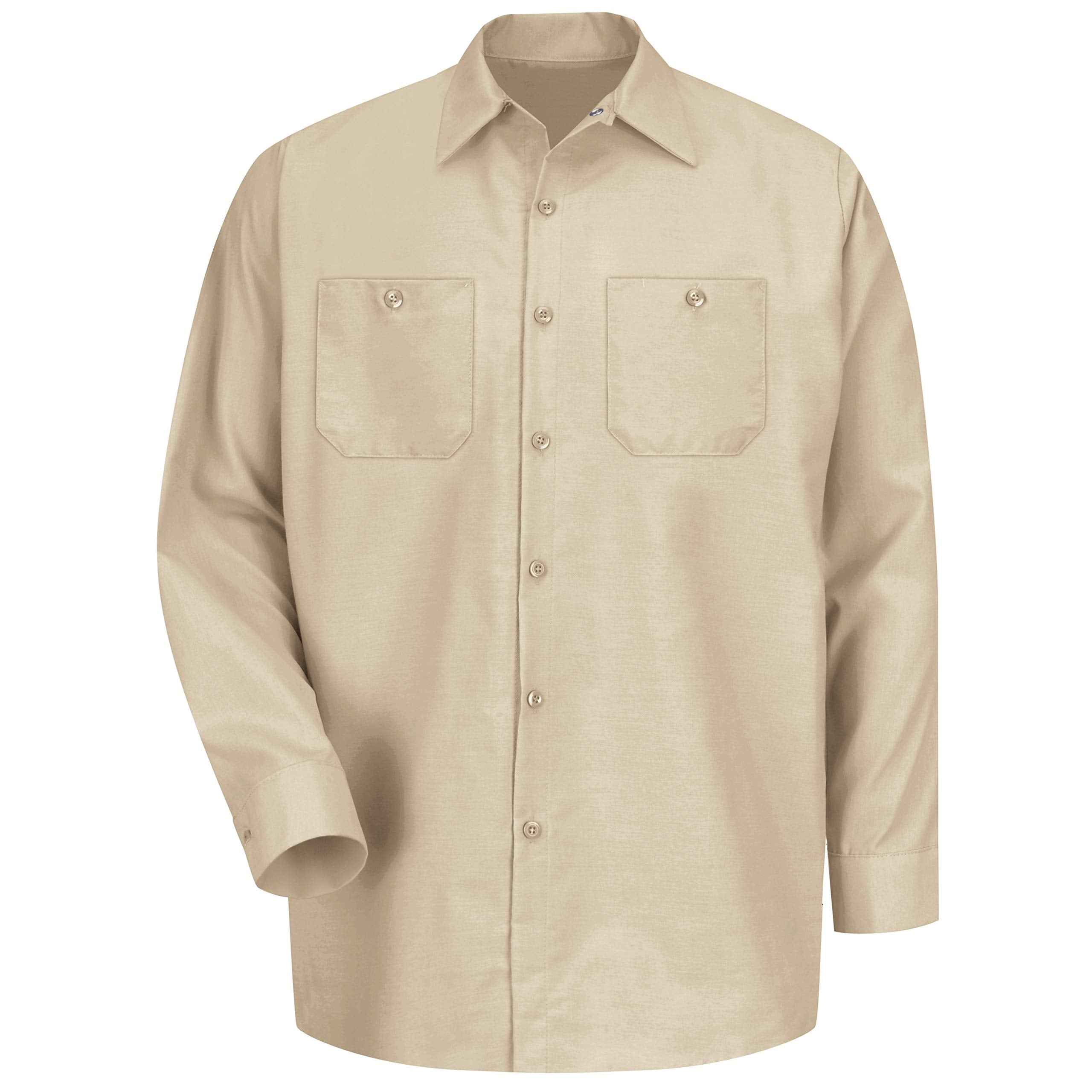 Red Kap Mens Industrial Work Shirt, Regular Fit, Long Sleeve, Light Tan, 4X-Large