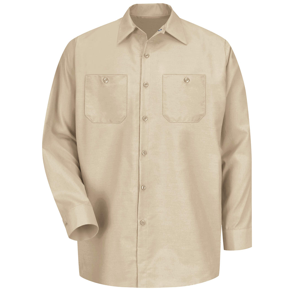 Red Kap Mens Industrial Work Shirt, Regular Fit, Long Sleeve, Light Tan, 5X-Large