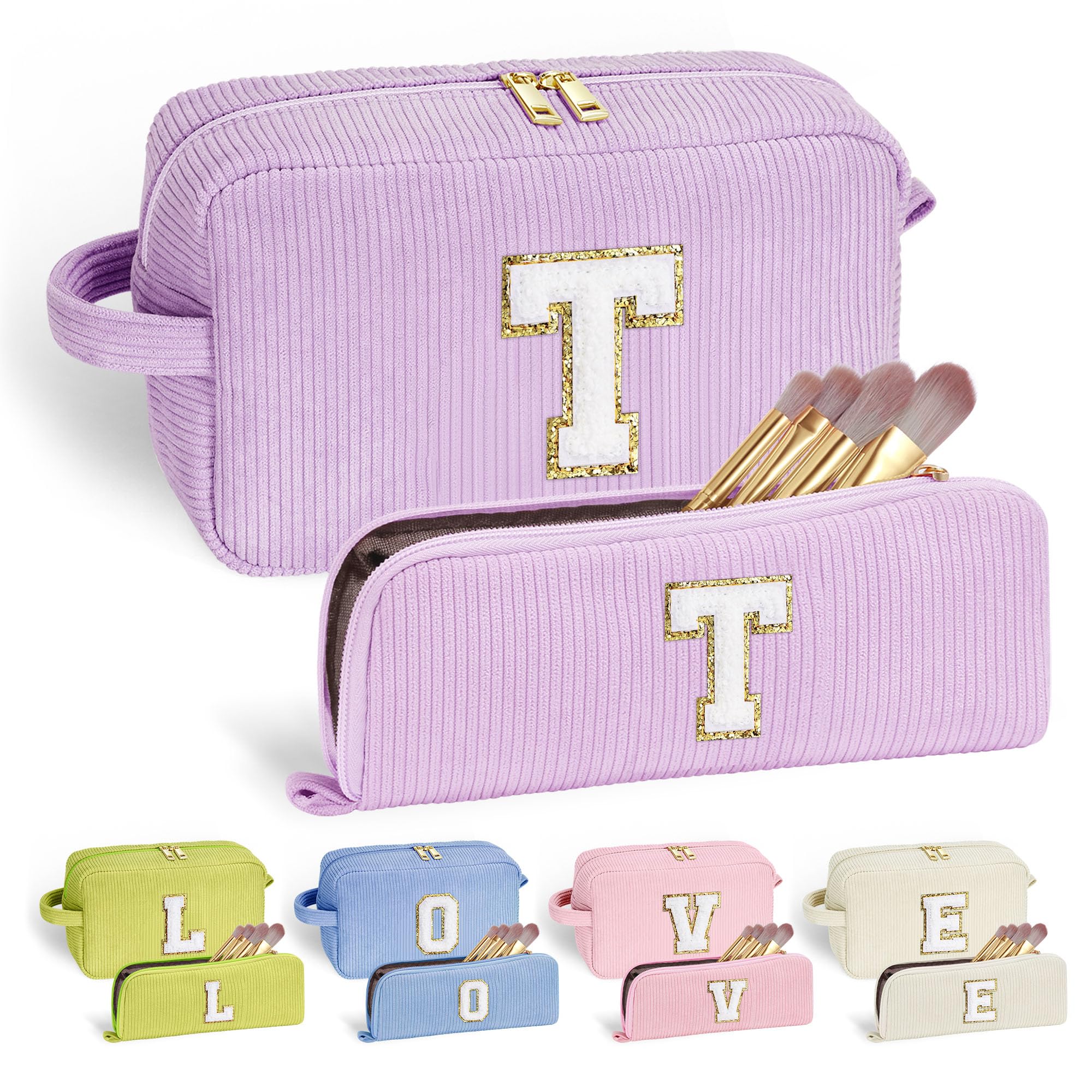 YOOLIFE 2 Pieces Travel Makeup Bag - Make Up Bag Mini Cosmetic Bags for Women Makeup Brush Bag Travel Bag Cute Small Makeup Bag 