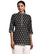 Libas WomenS Cotton Printed A-Line Kurtis (26584_Black