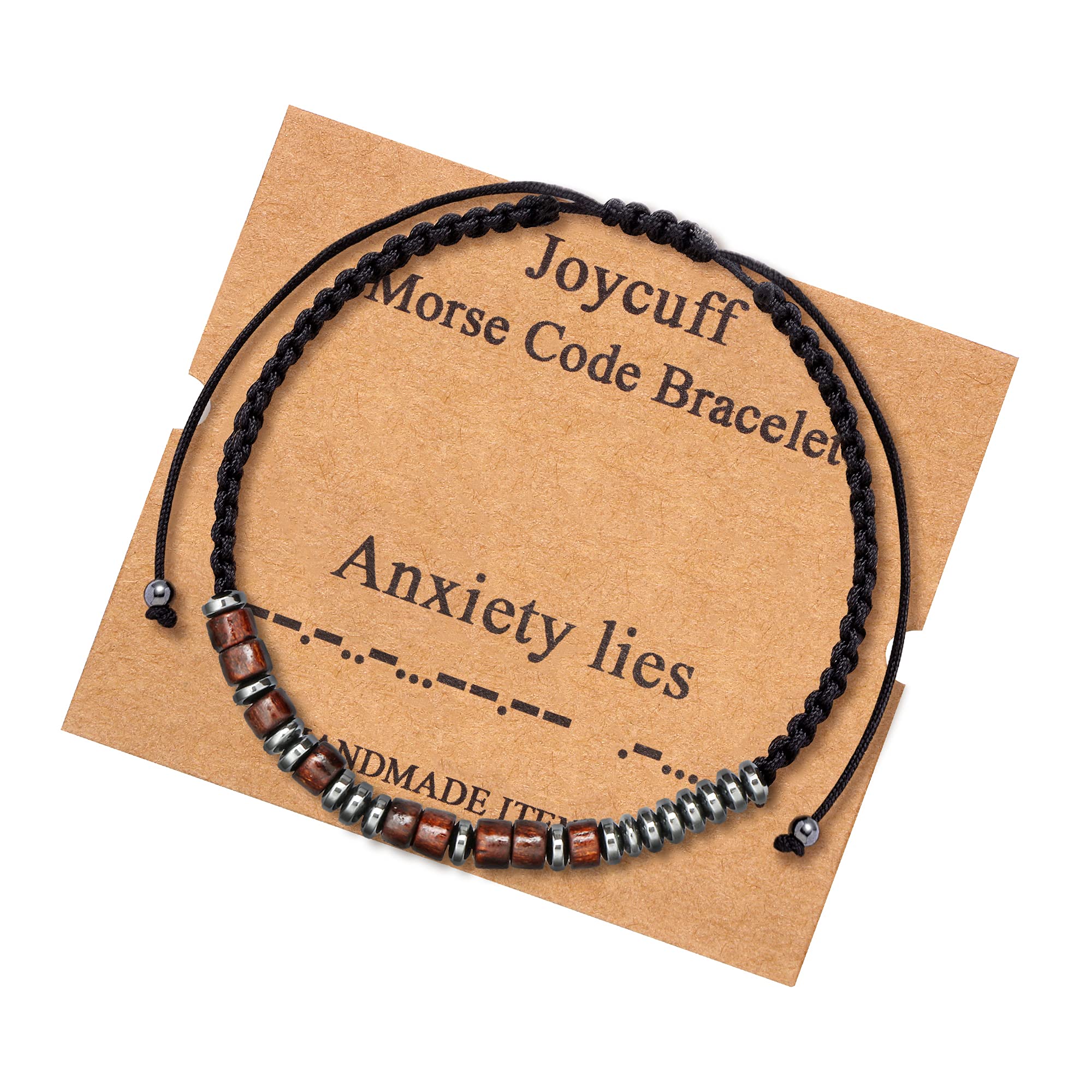 JoycuFF Anxiety Lies Bead Bracelets Morse Code Bracelets Gift for Men Women Birthday Christmas Inspirational Motivational Encour