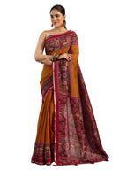Libas Solid Cotton Blend Saree With Unstitched Blouse Piece