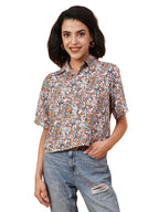 Kotty WomenS Relaxed Fit Printed Spread Collar Casual Shirt