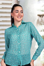 POPWINGS Printed Full-Sleeves Regular-Fit Polyester Printed Shirt for Women Stylish Western Casual Wear