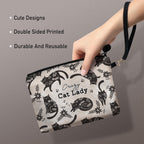 Hglian Cat Makeup Bag,Cat Cosmetic Bag Zipper Pouch Travel Toiletry Bag,Cat Purse Cute Black Cat Themed Gifts for Women Cat Love
