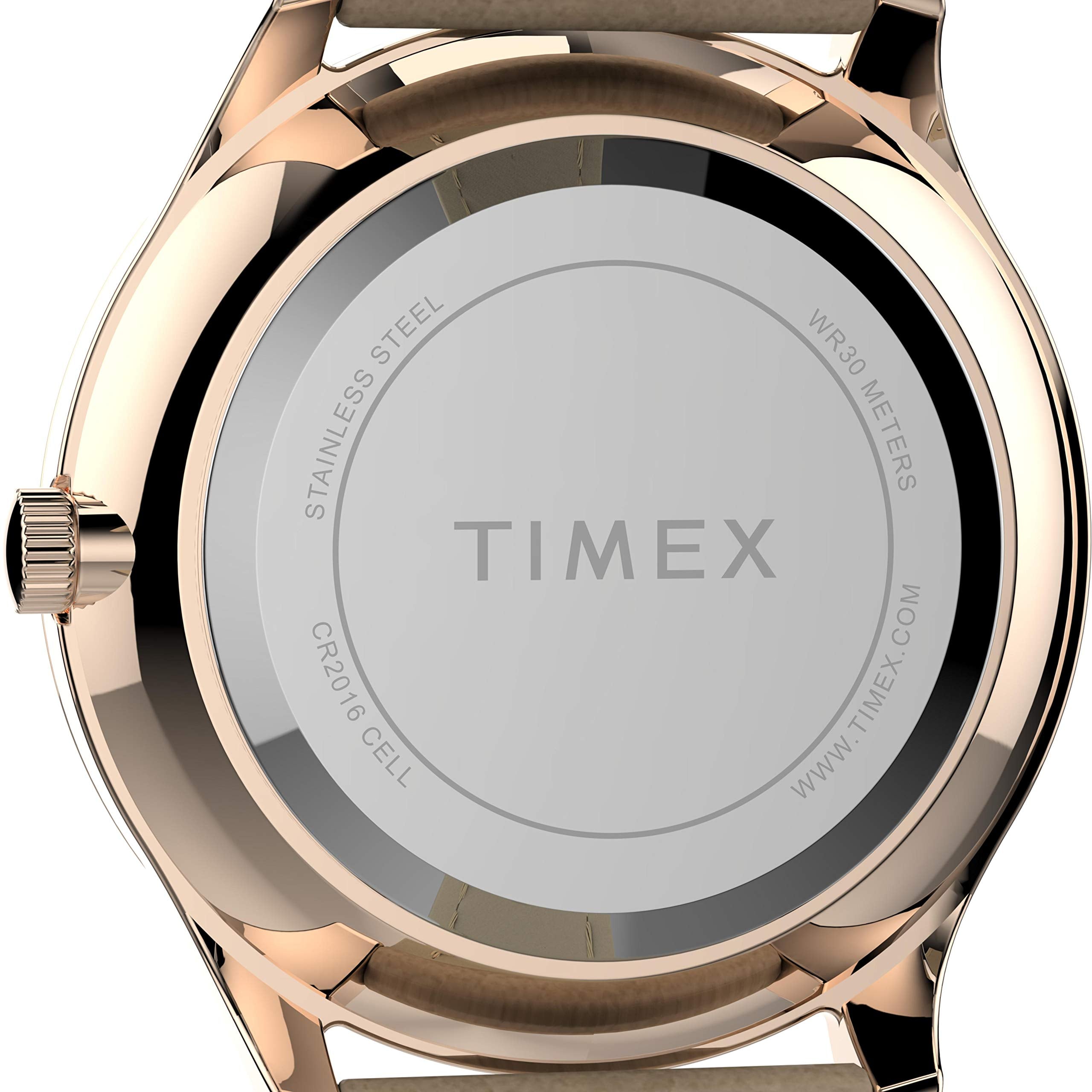 Timex Women's Modern Easy Reader 32mm Watch - Rose Gold-Tone Case White Dial with Beige Genuine Leather Strap