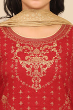 Aurelia Women'S Blue Foil Printed Yoke Pure Cotton Straight Kurta, Skirt And Dupatta Set