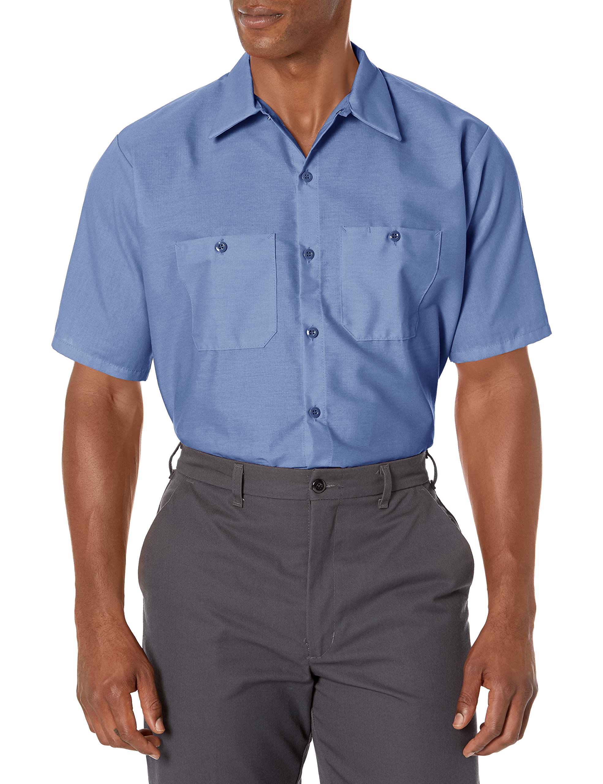 Red Kap Mens Standard Industrial Work Shirt, Regular Fit, Short Sleeve, Petrol Blue, 4X-Large