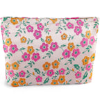 ZLFSRQ Daisy Flower Makeup Bag Travel Cute Floral Cosmetic Bags for Women Large Makeup Pouch Zipper Cosmetic Pouch for Purse Aes